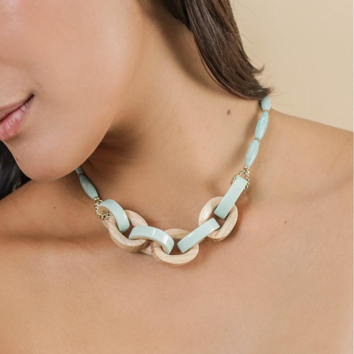 Колье Nature Bijoux, Mississippi, с амазонитом, деревом и цветной эмалью, NB25.1-15-43373 бирюзовый фото 2